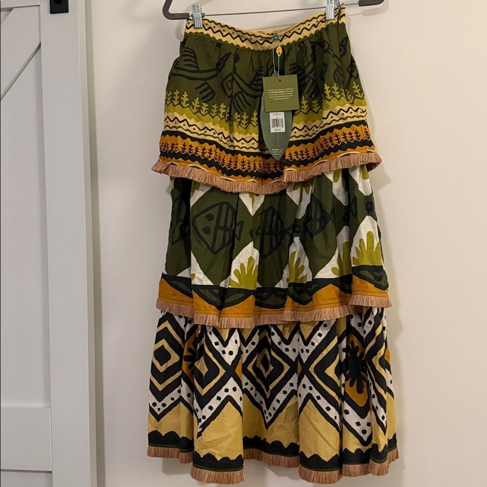 Farm Rio Green Creation Midi Skirt XS NWT - Picture 9 of 9